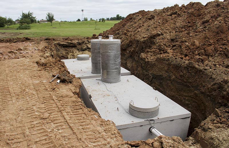 Concrete septic holding tanks in the ground