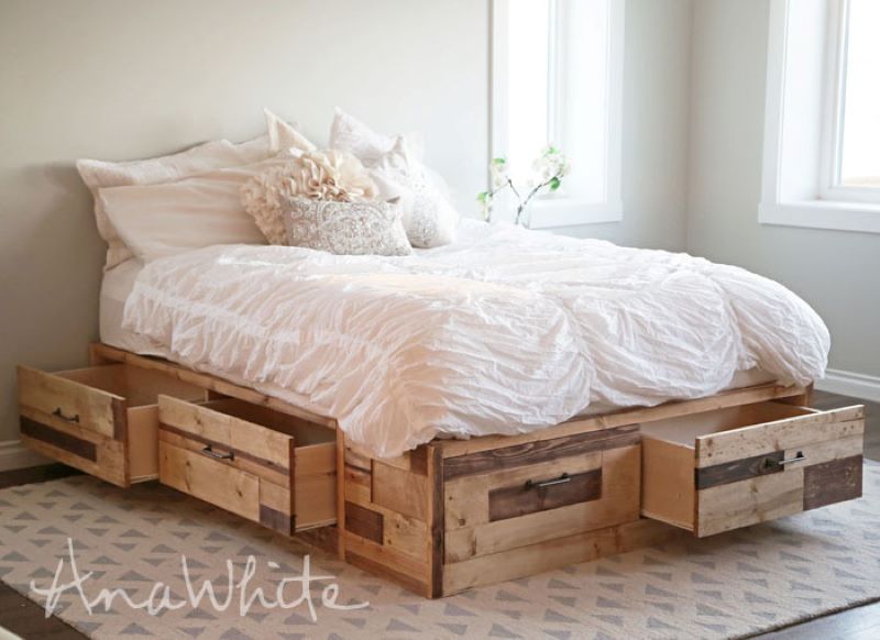 diy scrap wood storage bed drawers king