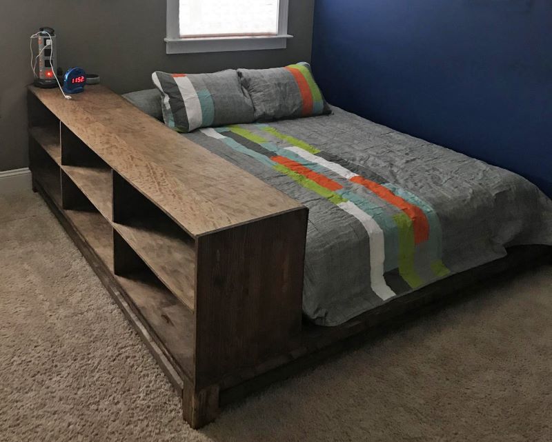 diy teen platform bed side storage