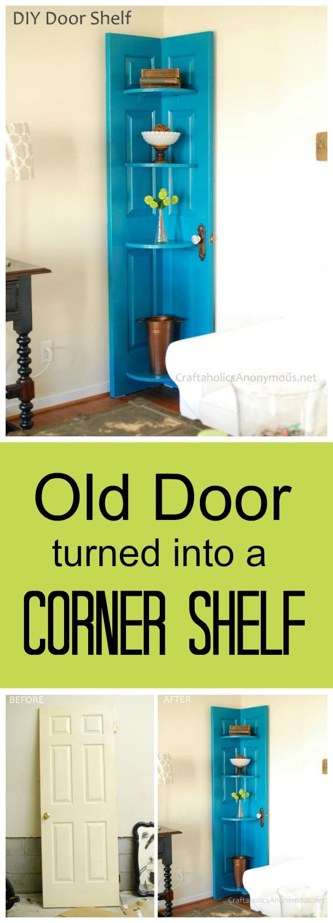 Makeshift Corner Door Shelf- craftaholics anonymous