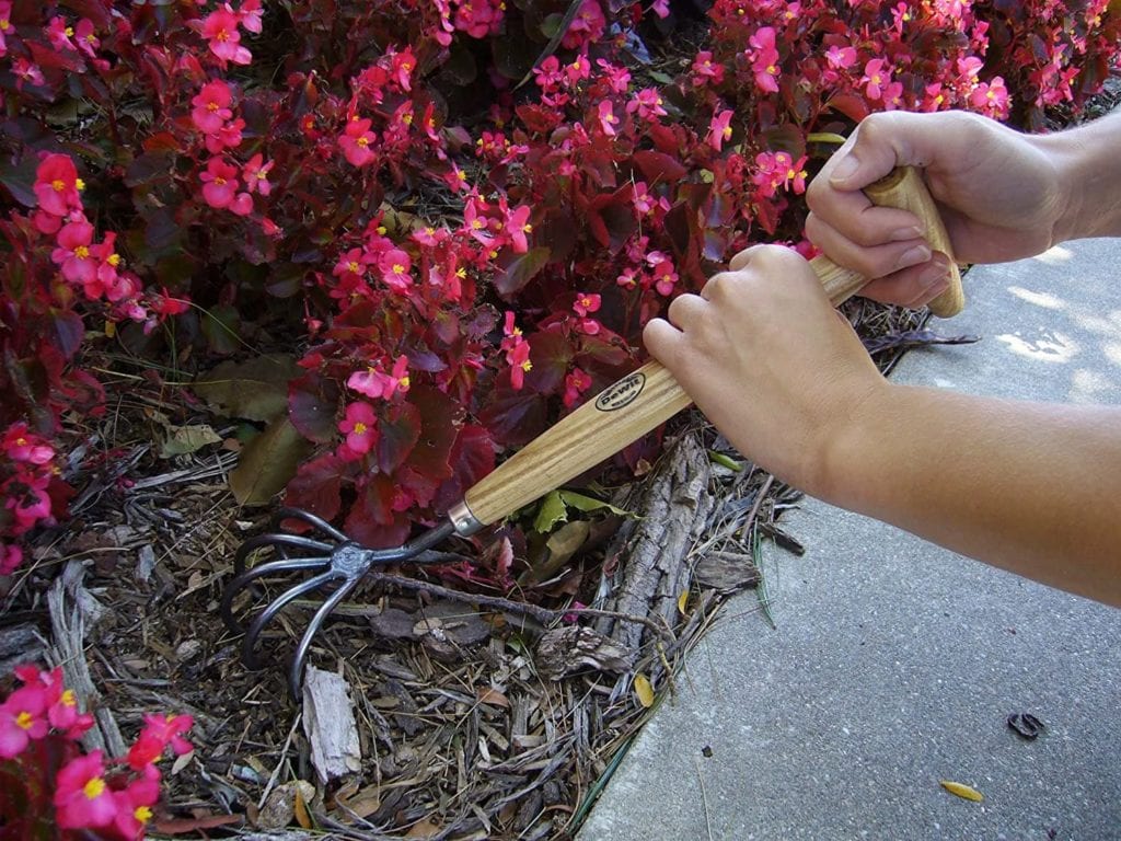using DeWit 5-Tine Cultivator With P-Grip Handle
