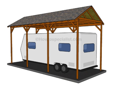 Wooden DIY RV Carport from howtospecialist